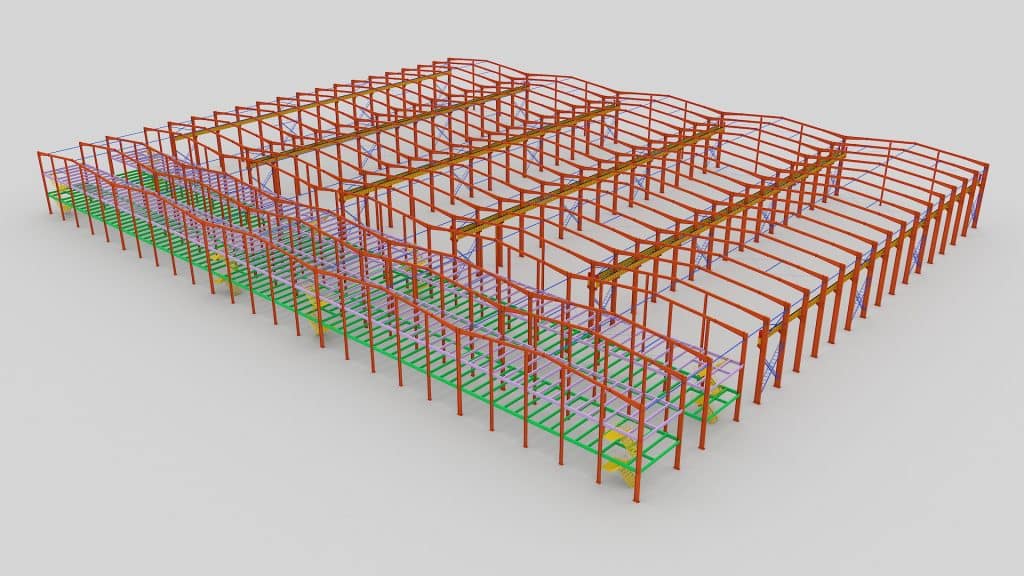 3D drawings of a steel structure office building